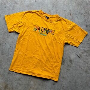 Vintage Dorissa Dorsett Bahamas Nassau Embroidered Yellow Cotton T-Shirt Large